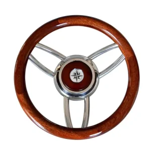 Cenově Výhodný Luxusní mahagonový volant s nerezovým středem, průměr 35 cm