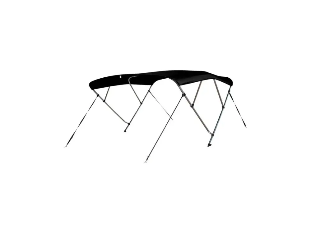 Černá sluneční stříška bimini Deluxe se 4 vzpěrami, rozpětí 216 - 229 cm, délka 240 cm, výška 137 cm Autentický