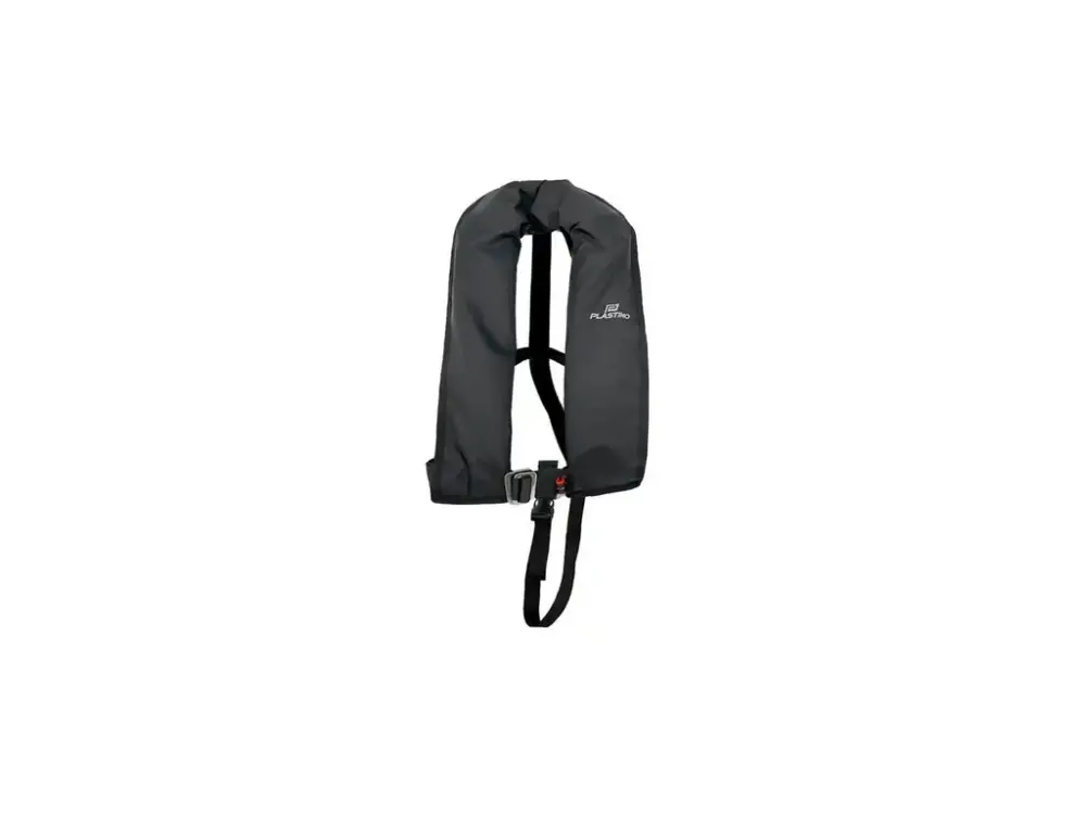 Automatická samonafukovací vesta Plastimo Neo Black 165 s přípravou pro harness a pásem mezi nohy Originální