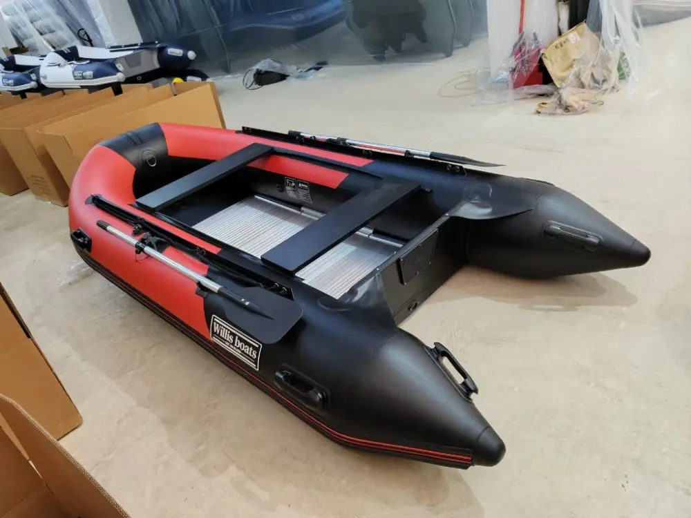 Nafukovací člun Willis boats RY-BD330 v červeno-černé barvě se skládací hliníkovou podlahou Cenově Výhodný