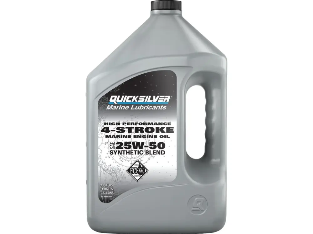 Lodní motorový olej Quicksilver 25W-50 Synthetic Blend Marine Engine Oil pro motory Verado Ověřený