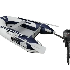 Komplet člunu Willis boats RY-BD240 v bílo-modré barvě s nafukovací podlahou a motoru Parsun F5 ABMS Jen Po Omezenou Doba