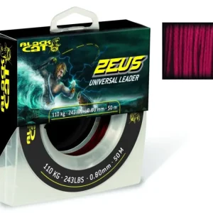 Black Cat Návazcová Šňůra Zeus Universal Leader O 0,80mm 50m 110kg red Vysoce Kvalitní