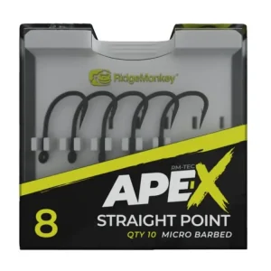 RidgeMonkey Háčky Ape-X Straight Point Barbed 10ks Výhodná Nabídka