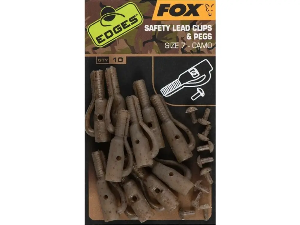 Fox Závěsky Edges Camo Safety Lead Clips & Pegs 10 ks Velikost 7 Pouze Dnes