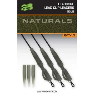 Akční Nabídka Fox Koncová Montáž Naturals Leadcore Power Grip Lead Clip Leaders 75cm 50lb 3ks