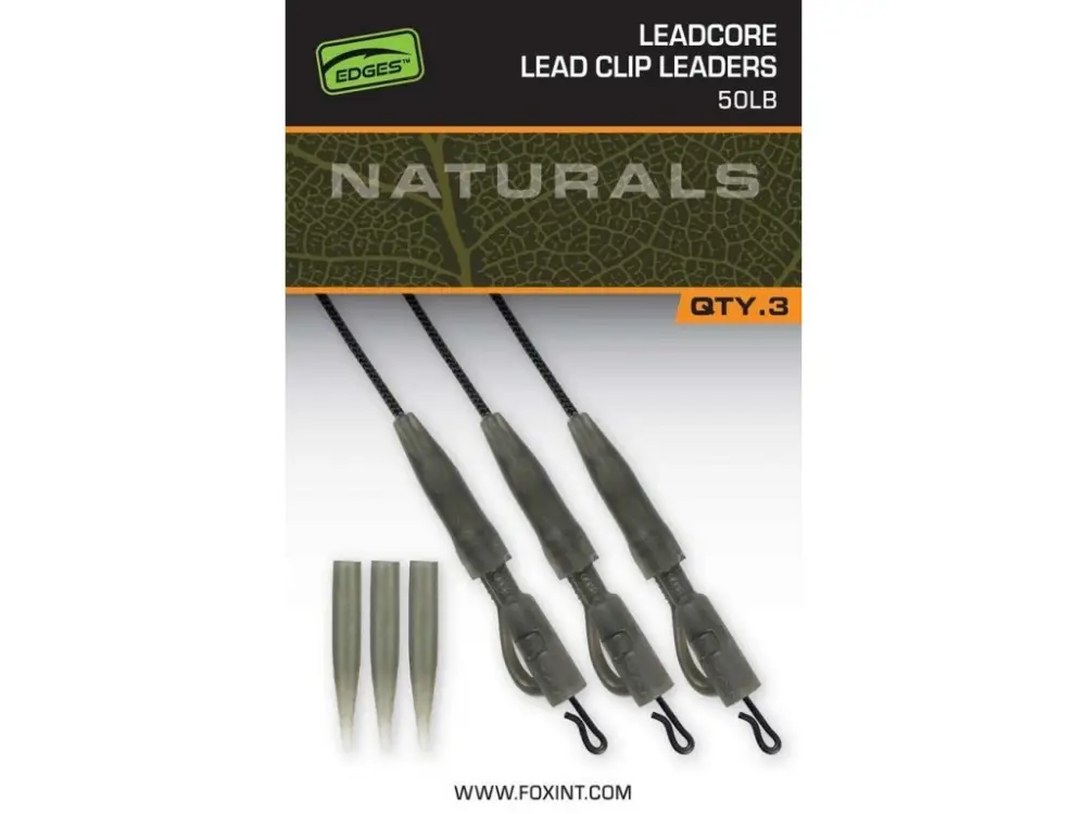 Akční Nabídka Fox Koncová Montáž Naturals Leadcore Power Grip Lead Clip Leaders 75cm 50lb 3ks
