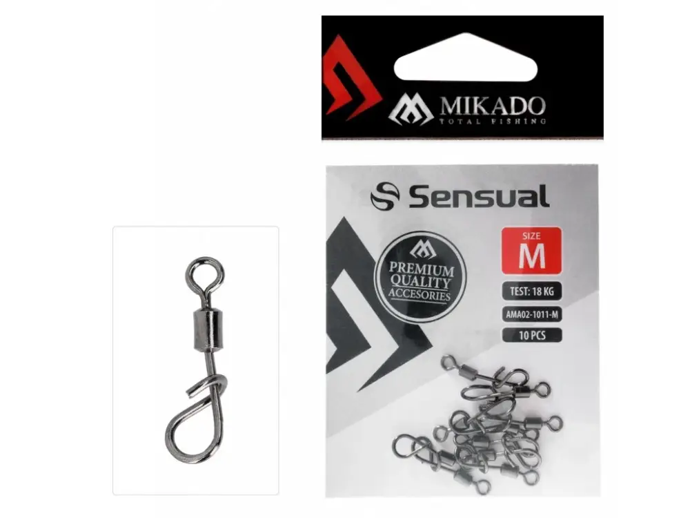 Autentický Mikado Karabinky s Obratlíkem Roller Swivel With Snap 10ks
