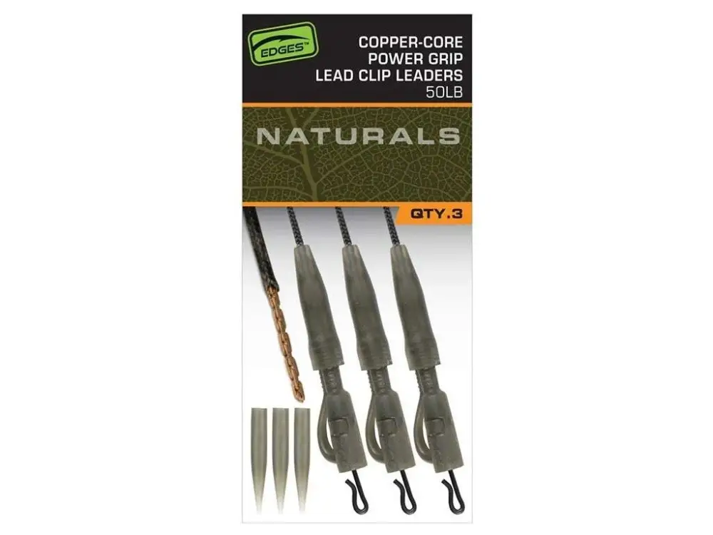 Sezónní Sleva Fox Montáž Edges Naturals Copper Core Power Grip Lead Clip Leaders 3ks