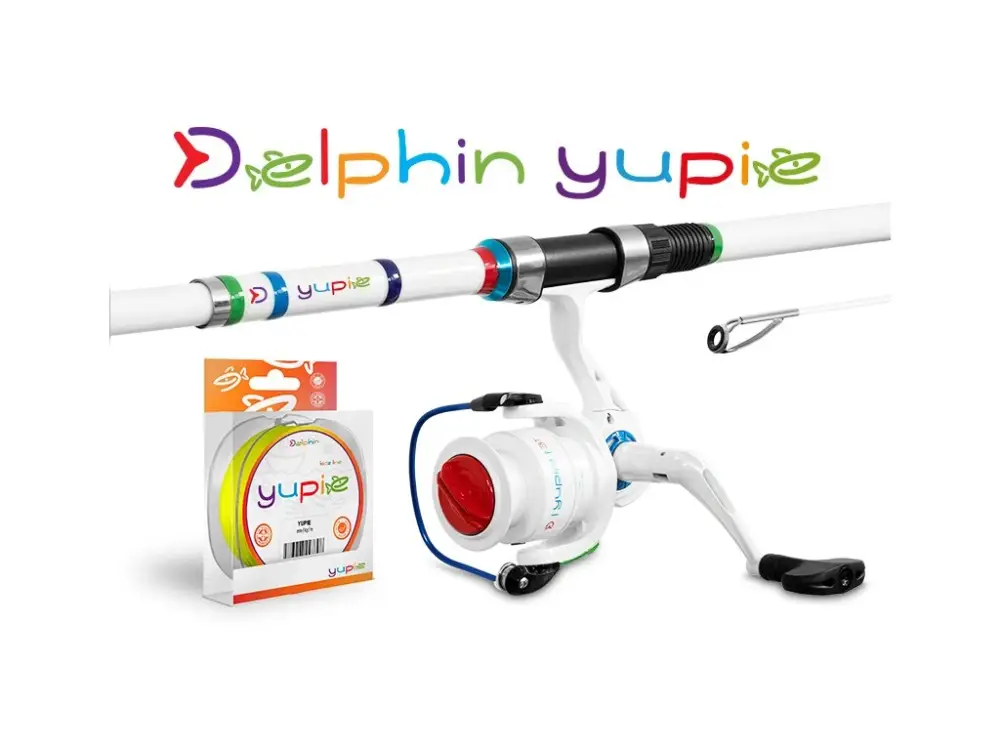 Delphin Dětský Set YUPIE Prut 2,4m 40g 6-díl + Naviják 3T + Vlasec 0,25 mm Výhodná Nabídka