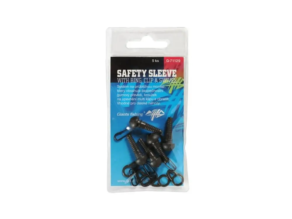Giants Fishing Montáž Safety Sleeve with Ring Clip A Swivel 5ks Dokud Zásoby Vydrží