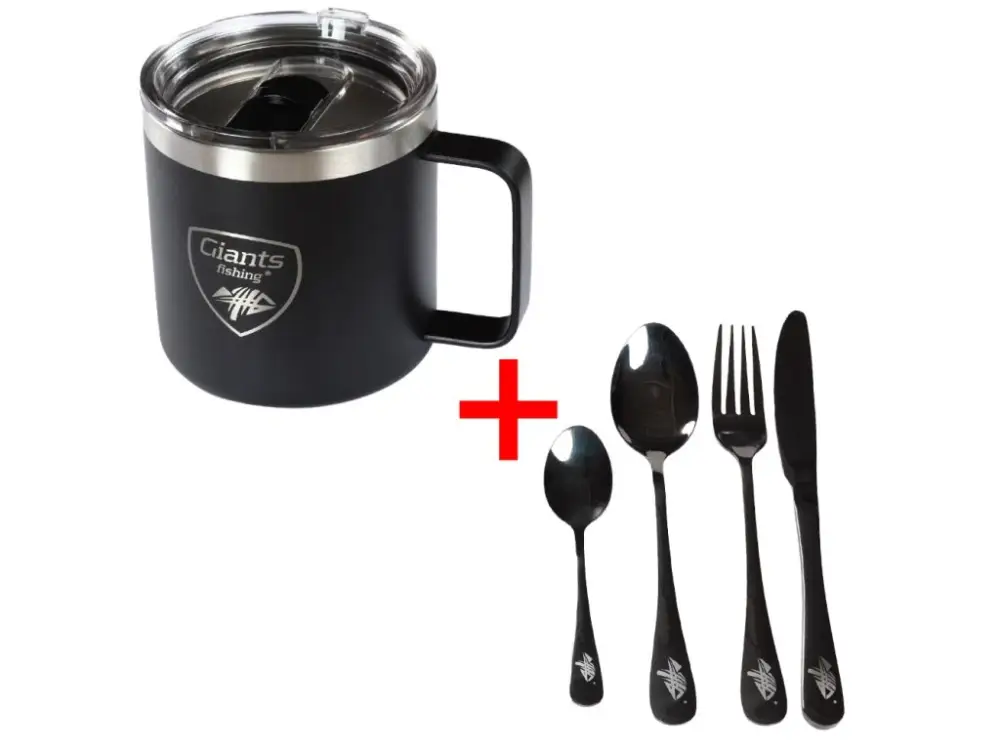 Giants Fishing Akční Set Nerezový Thermo Hrnek 400 ml + Sada Nerezových Příborů Cenový Hit