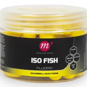 Nová Kolekce Mainline Vyvážené Boilie Fluoro Dumbell Wafters ISO Fish Yellow 150ml