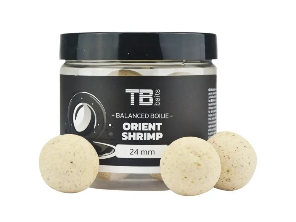 Finální Výprodej TB Baits Vyvážené Boilie Balanced White Edition + Atraktor Orient Shrimp 100g