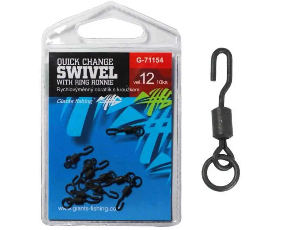 Giants Fishing Rychlovýměnný Obratlík S Kroužkem Quick Change Swivel With Ring Ronnie - Vel.12 / 10ks Časově Omezené