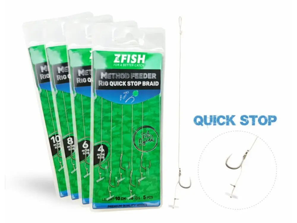 Originální Zfish Návazec Method Feeder Rig Quick Stop Braid 10cm 5ks