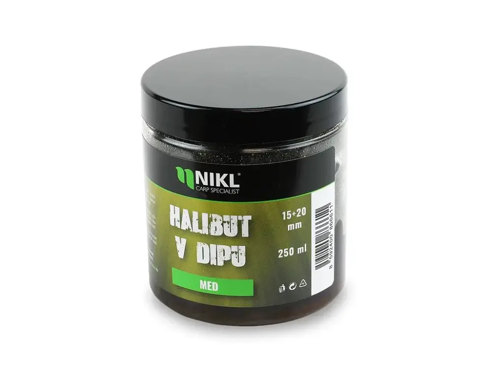 Nikl Black Halibut Pelety v Dipu Med 15+20mm 250g Značkový