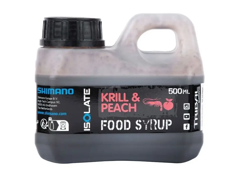 Bezpečná Platba Shimano Booster Isolate Food Syrup Attractant Krill Peach 500ml