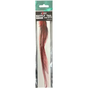 Hends Kohoutí Peří Mayfly Tail Červená Barvená Ověřený