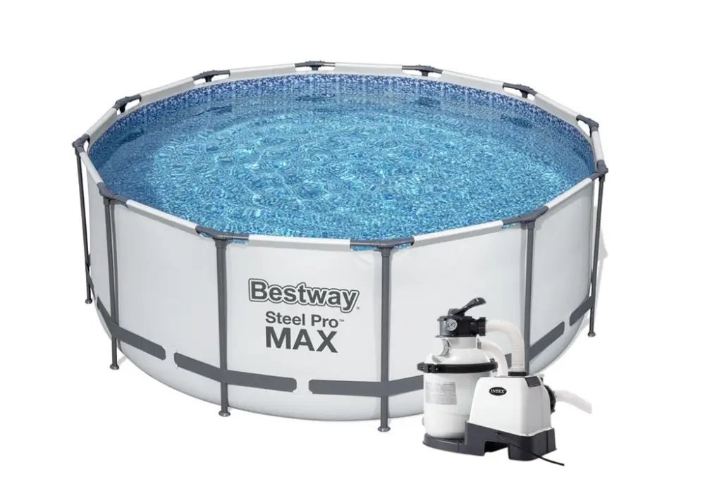 Aktuální Bazén Bestway s konstrukcí 3,66 x 1,22m světle šedý set s pískovou filtrací 4m3/hod