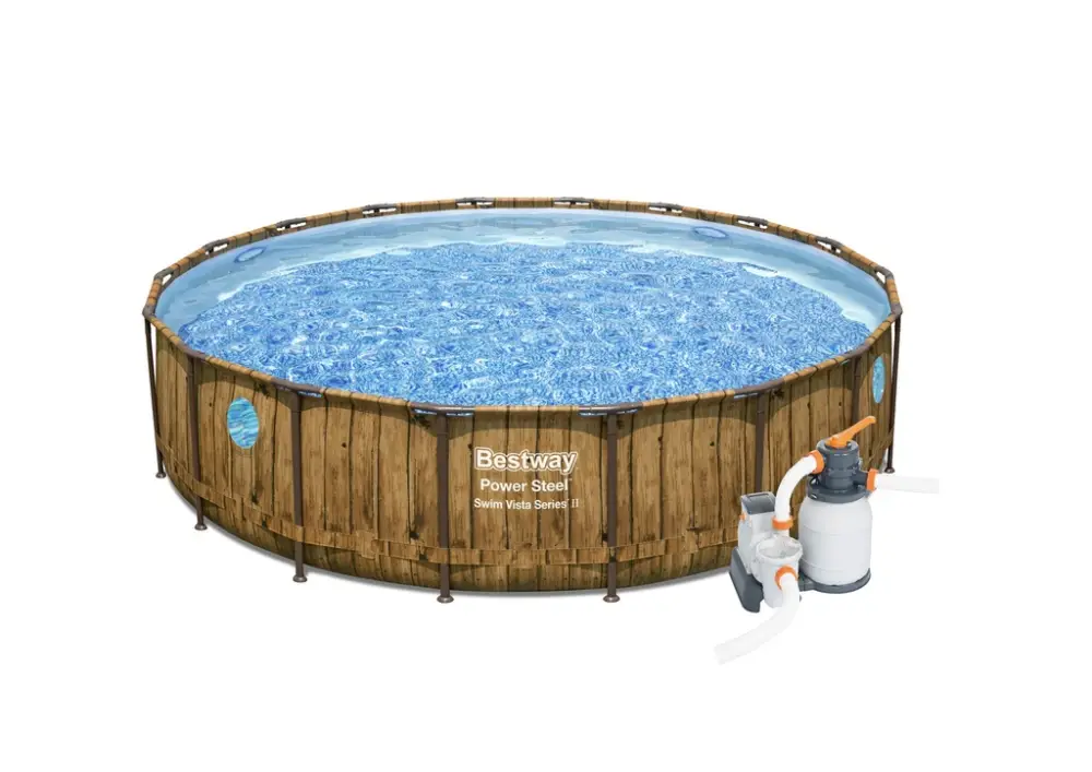 Ověřený Bazén Bestway Wood Swim Vista s konstrukcí 5,49 x 1,22 m set + písková filtrace 5,6m3