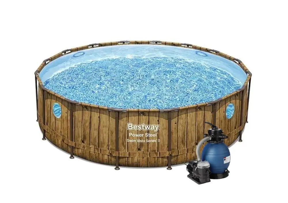 Bazén Bestway Wood Swim Vista s konstrukcí 4,88 x 1,22 m set písková filtrace 4,5m3/hod Odeslání Ihned