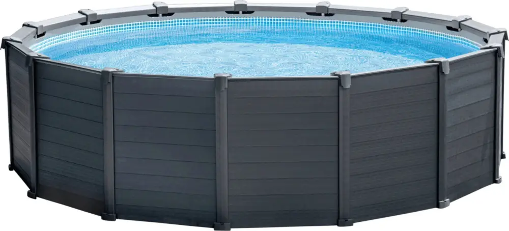 Intex Frame Pool Graphite Ø 478 x 124 cm, sada s bazénem, pískovou filtrací, přípojkami, bezpečnostními schůdky, krycí plachtou a podložkou pod bazén Cenová Bomba