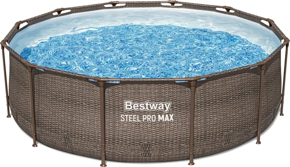 Aktuální Bestway Frame Pool Set Steel Pro MAX™ vč. filtračního čerpadla Ø 366 x 100 cm, ratanový vzhled