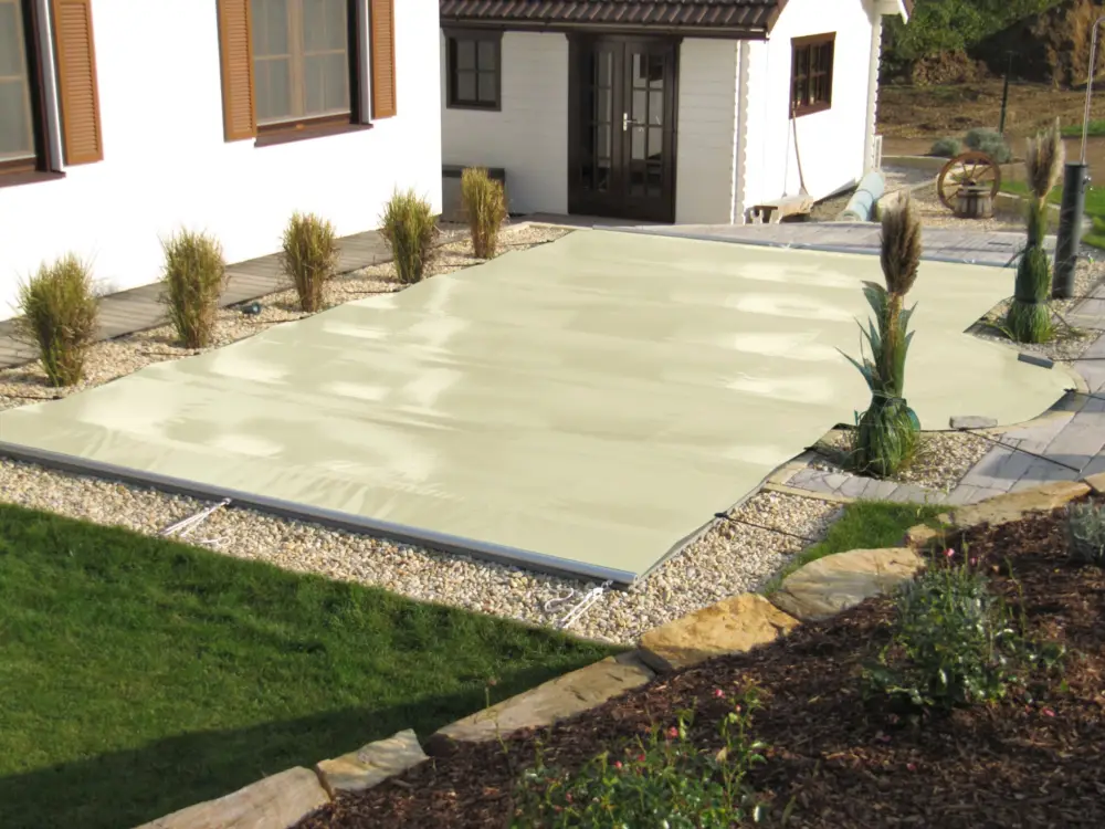 Speciální Cena CF. Group Navíjecí bazénový kryt STD obdélníkový 700 × 350 cm - pískový, Vnější rozměr: 750 x 400 cm