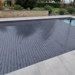 Akce CF. Group Lamelový kryt bazénu Contura obdélníkový 800 × 400 cm - křišťálově černý, Polykarbonátové solární lamely