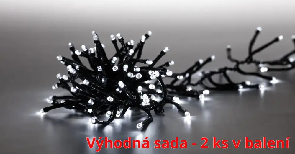 Super Cena Světelný řetěz 400 LED dvojitý - studená bílá - sada 2 ks