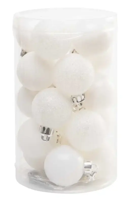 Vánoční koule 4 cm - bílý set Autentický