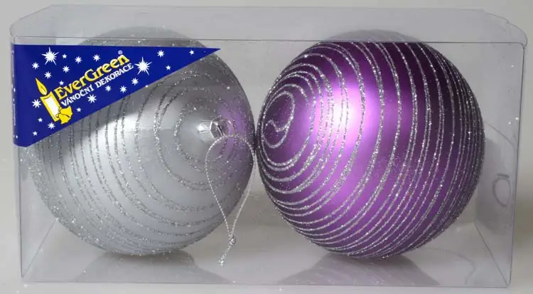Horká Nabídka Vánoční koule s pruhy 10 cm - fialová