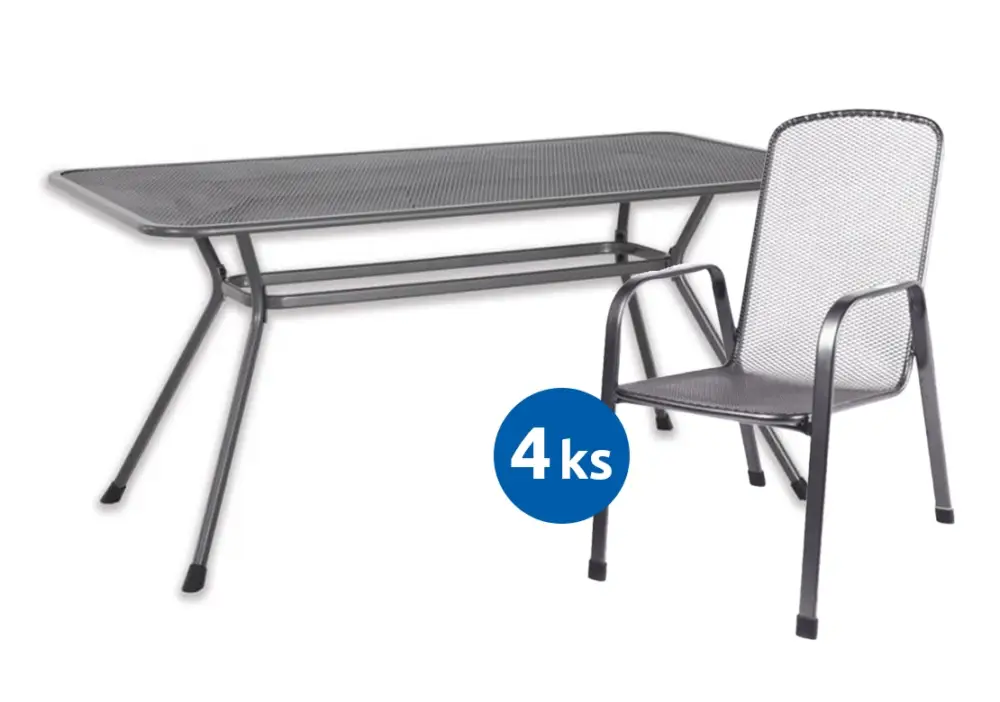 Výhodná Nabídka Zahradní stůl Tavio 160 cm + 4x pevné křeslo Savoy Basic
