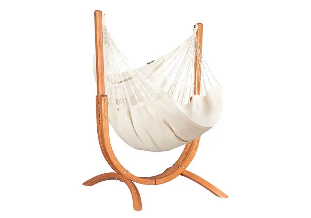 Houpací sedačka se stojanem La Siesta Udine Organic, latte Výhodná Nabídka