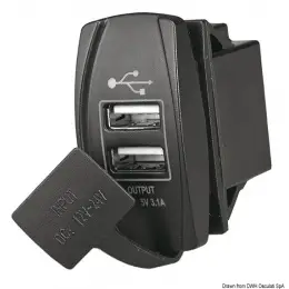 Autentický Zásuvka USB dvojitá, vzhled vypínač 12/24V