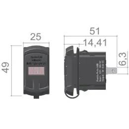 Jen Po Omezenou Doba Zásuvka USB dvojitá, vzhled vypínač 12/24V+voltmetr